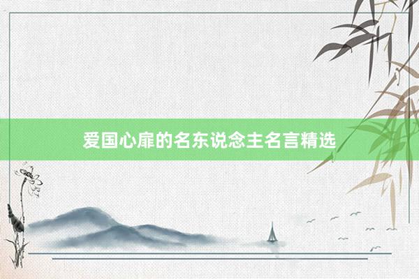 爱国心扉的名东说念主名言精选